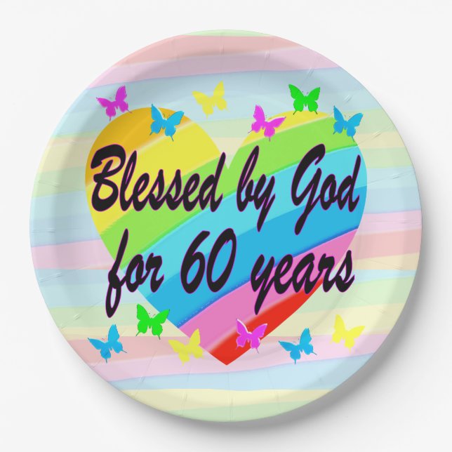 PRATO DE PAPEL PLACAS DE PAPEL DE FESTA DE REZA DE 60 ANOS (Frente)