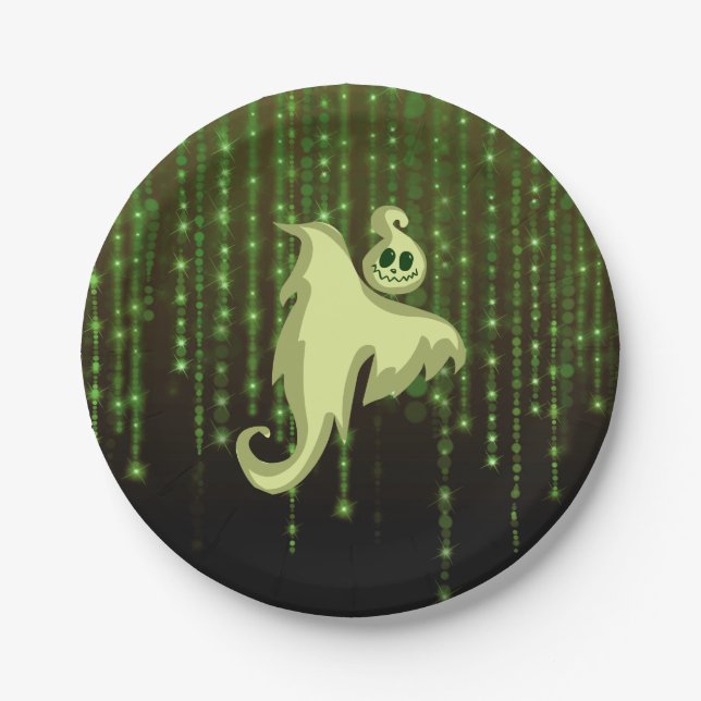 Prato De Papel Placas de papel de luzes verdes fantasmas (Frente)