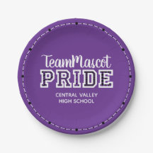 Placas de papel de Mascote do Orgulho Escolar Roxo