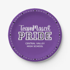 Prato De Papel Placas de papel de Mascote do Orgulho Escolar Roxo