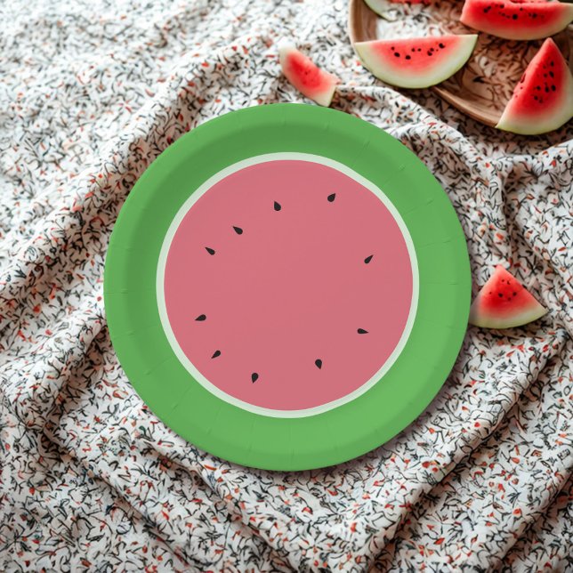 Prato De Papel Placas de papel de melancia rosa e verde (perfect way to add a pop of color and style to your summer bash!🍉)