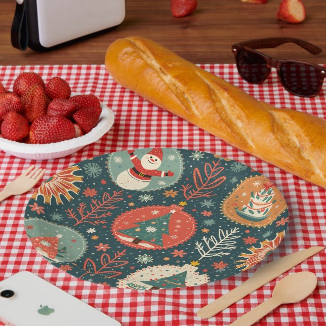 Prato De Papel Placas de papel de Natal (Piquenique)