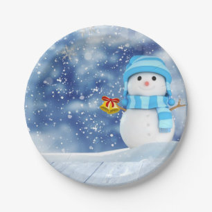 Prato De Papel Placas de papel de Natal, boneco de neve