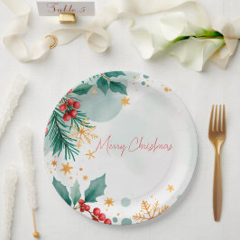 Prato De Papel Placas de Papel de Natal Merry - Elegante