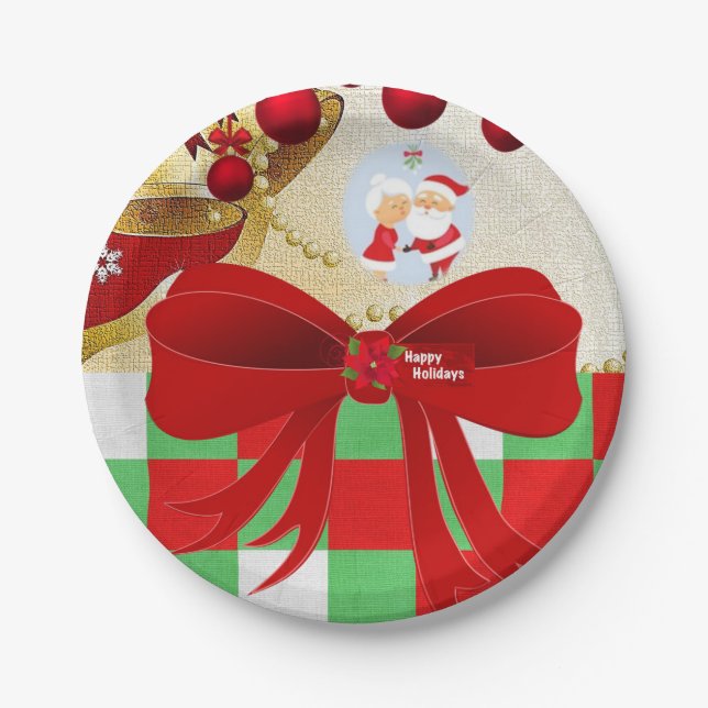 Prato De Papel Placas de papel de Natal, Papais noeis (Frente)