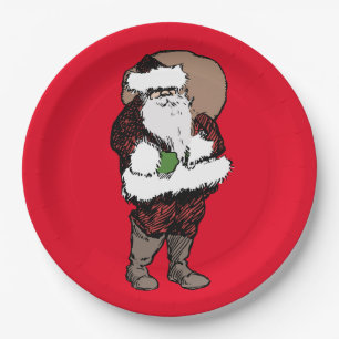 PRATO DE PAPEL PLACAS DE PAPEL DE NATAL SANTA CLAUS