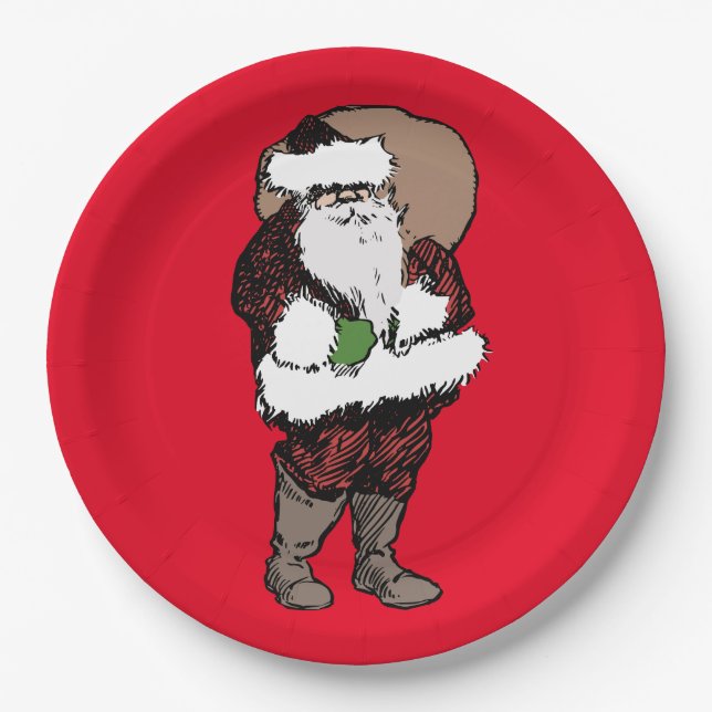 PRATO DE PAPEL PLACAS DE PAPEL DE NATAL SANTA CLAUS (Frente)
