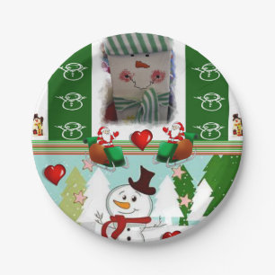 Prato De Papel Placas de Papel de Natal, Snowman