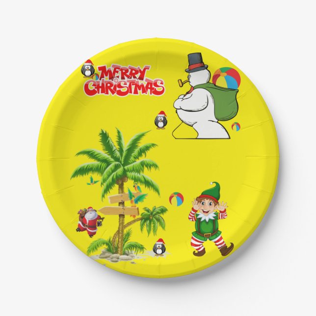Prato De Papel Placas de Papel de Natal, Snowman (Frente)