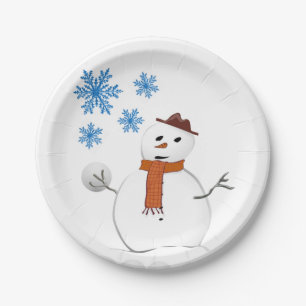Prato De Papel Placas de Papel de Natal, Snowman