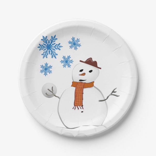 Prato De Papel Placas de Papel de Natal, Snowman (Frente)