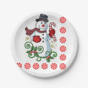 Prato De Papel Placas de Papel de Natal, Snowman