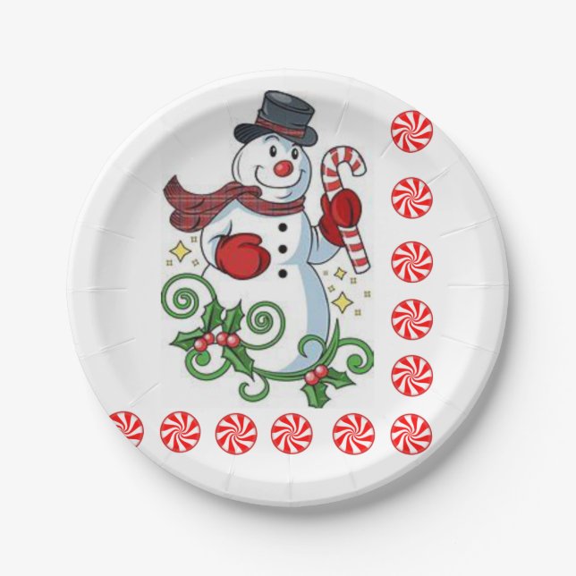 Prato De Papel Placas de Papel de Natal, Snowman (Frente)
