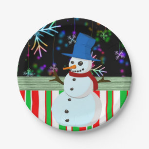 Prato De Papel Placas de Papel de Natal, Snowman