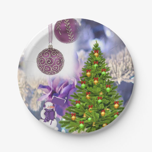 Prato De Papel Placas de Papel de Natal, Snowman (Frente)