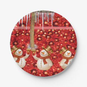Prato De Papel Placas de Papel de Natal, Snowman