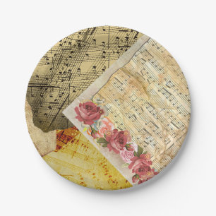 Prato De Papel Placas de papel de notas musicais da partitura do