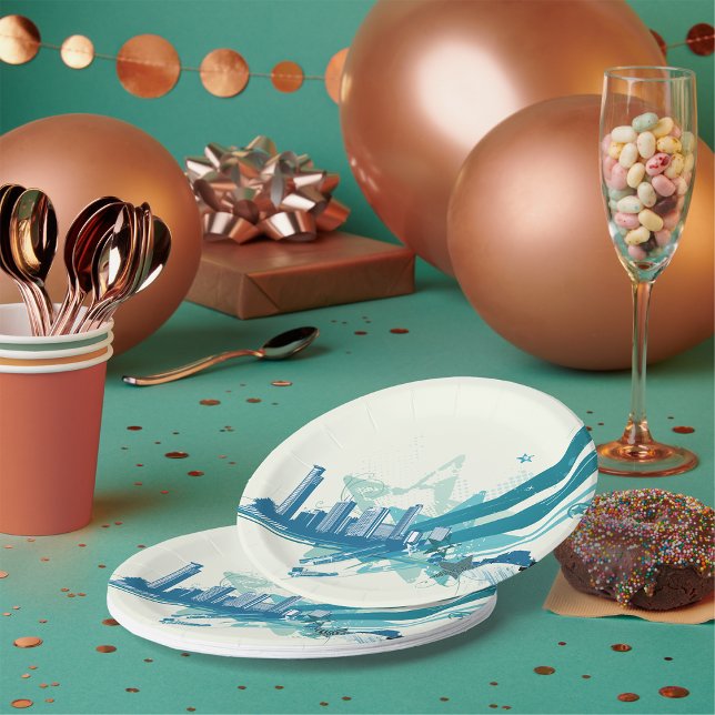 Prato De Papel Placas de papel de paisagem urbana (Criador carregado)