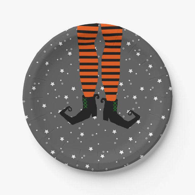 Prato De Papel Placas De Papel De Perna De Bruxa (Frente)