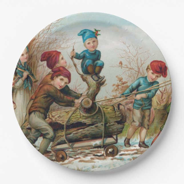 Prato De Papel Placas de papel de registro de Yule do Victorian (Frente)