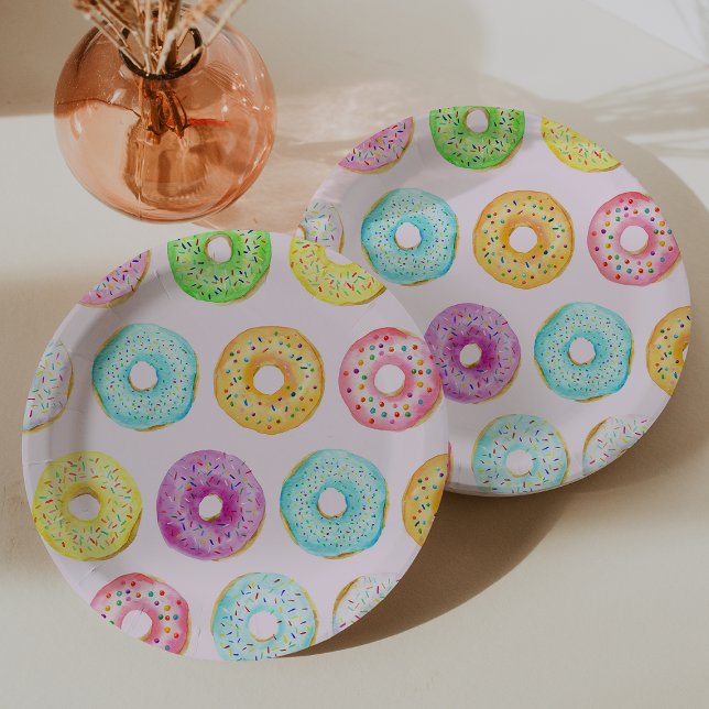 Prato De Papel Placas de papel de rosquinha (Donut Party Paper Plates)