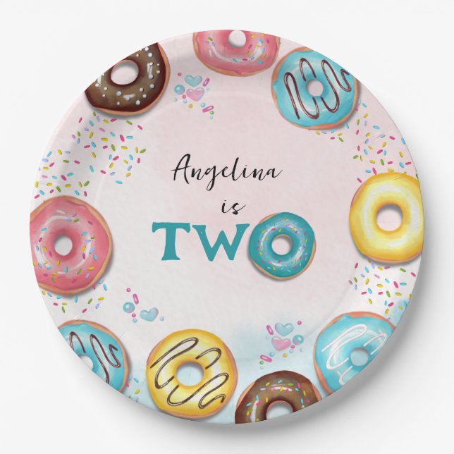 Prato De Papel Placas de papel de segundo aniversário. (Frente)