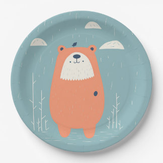 Prato De Papel Placas de papel de urso suave
