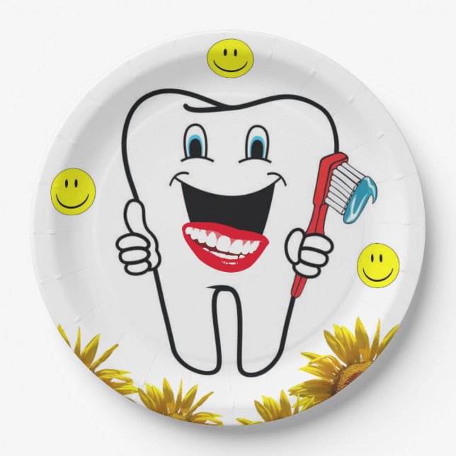 Prato De Papel Placas De Papel Dentista De Girassol (Frente)