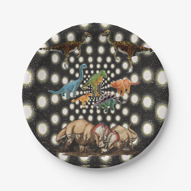 Prato De Papel Placas de papel Dinossauro (Frente)