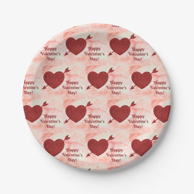 Prato De Papel Placas de papel do feliz dia de os namorados (Frente)