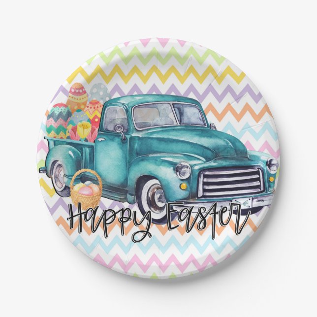 Prato De Papel Placas de papel do felz pascoa (Frente)