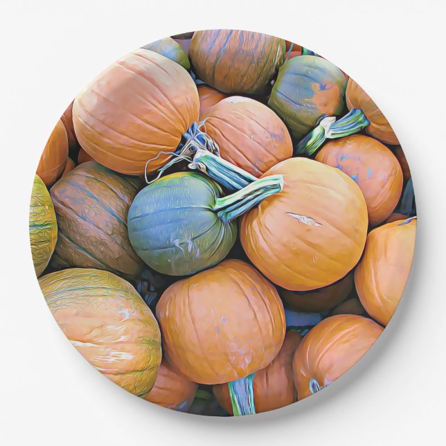 Prato De Papel Placas de papel do Halloween Pumpkins (Frente)