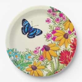Prato De Papel Placas de papel do jardim floral da borboleta