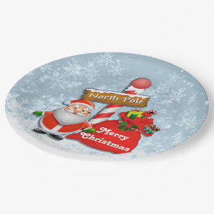 Prato De Papel Placas de papel do papai noel bonito do Pólo Nort