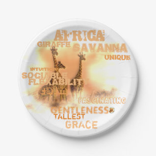 Prato De Papel Placas de papel dos girafas originais 7"