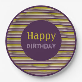 Prato De Papel Placas de papel Douradas e com tiras de ameixa