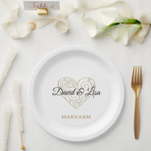 Prato De Papel Placas de papel Dourado com nomes personalizados