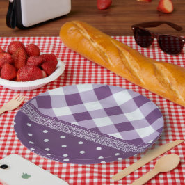 Prato De Papel Placas de Papel Eclético Branco Roxo