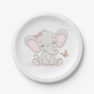 Prato De Papel Placas de papel elefante e borboleta