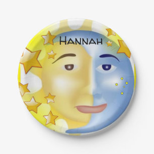 Prato De Papel Placas de papel, estrelas amarelas da lua solar
