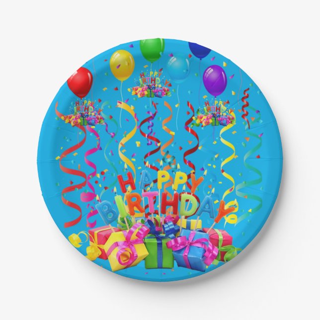 Prato De Papel Placas de Papel, Feliz Aniversário (Frente)