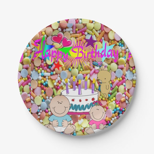 Prato De Papel Placas de Papel, Feliz Aniversário (Frente)