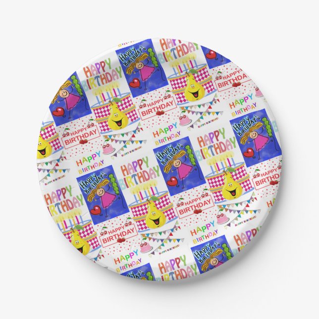 Prato De Papel Placas de Papel, Feliz Aniversário (Frente)