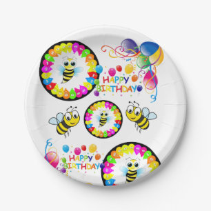 Prato De Papel Placas de Papel, Feliz Aniversário Balões Bumblebe
