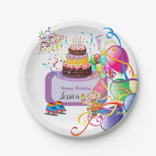 Prato De Papel Placas de Papel, Feliz Aniversário Hippopotamus B