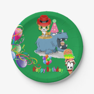 Prato De Papel Placas de Papel, Feliz Aniversário Hippopotamus K
