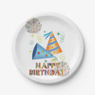 Prato De Papel Placas de Papel, Feliz Chapéus de Aniversário
