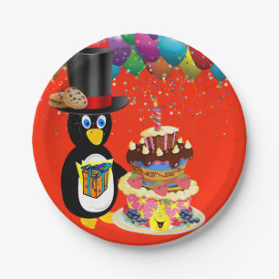 Prato De Papel Placas de Papel, Feliz Pinguim de Aniversário