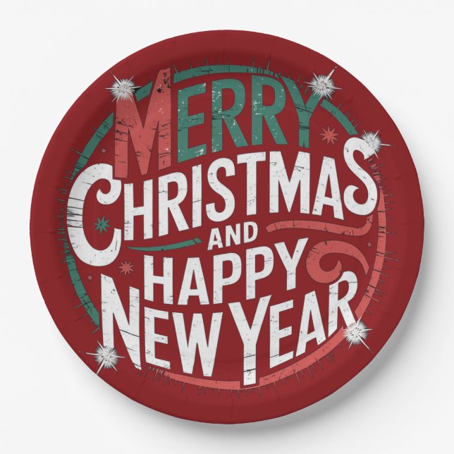 Prato De Papel Placas de Papel - Festa de Natal (Frente)