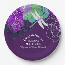 Placas de Papel Floral de Dragonfly Roxo Moderna